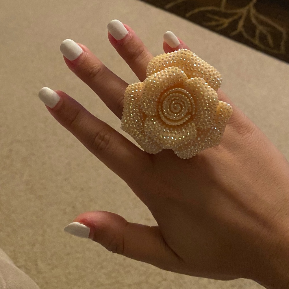 Plastic Rose Ring - Yellow